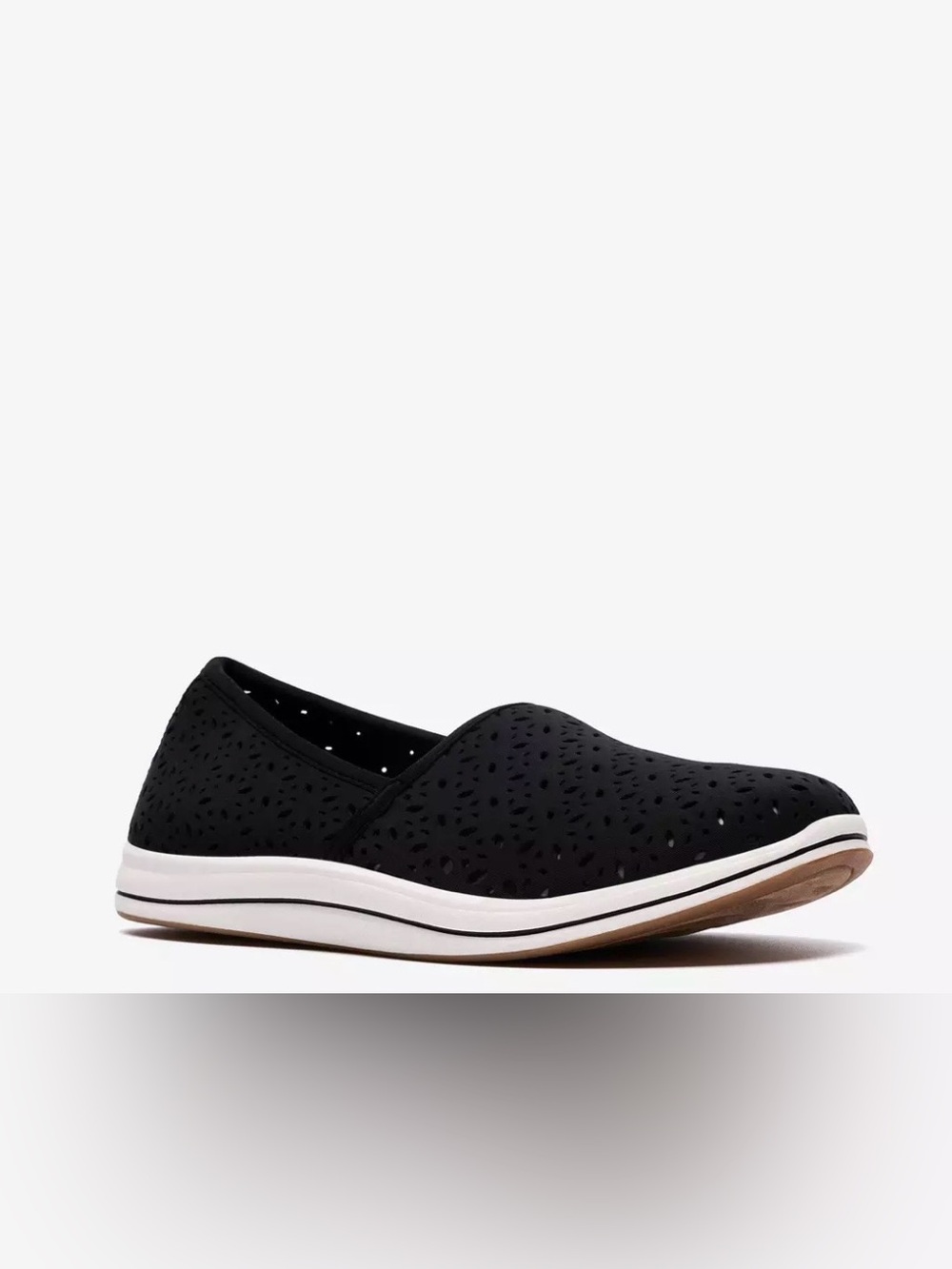 Clarks Cloudsteppers Breeze Stretch Slip‑On Shoes – Black – Size 10M
